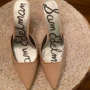 Nude high heel mule